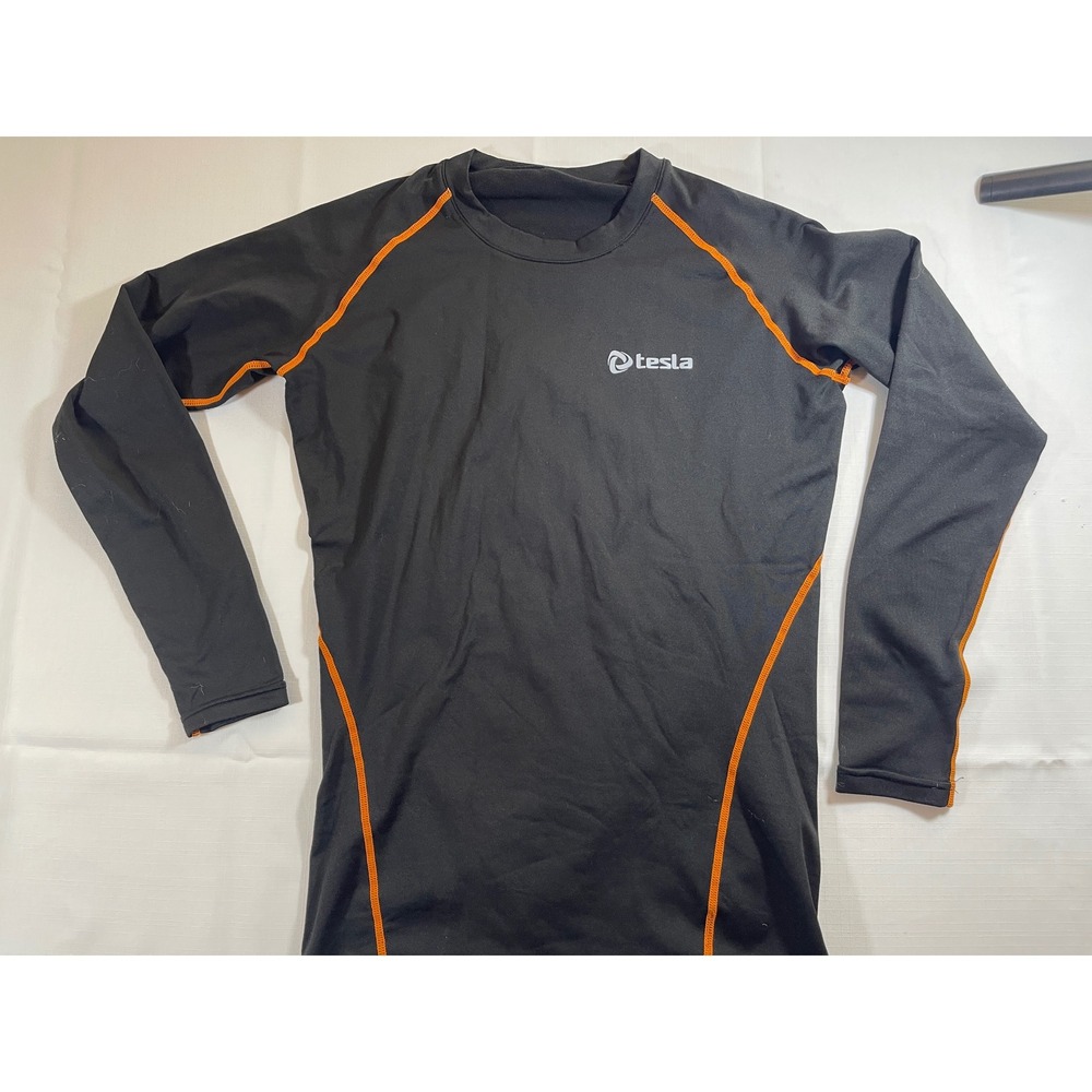 Tesla Long Sleeve Athletic Compression Black shirt L